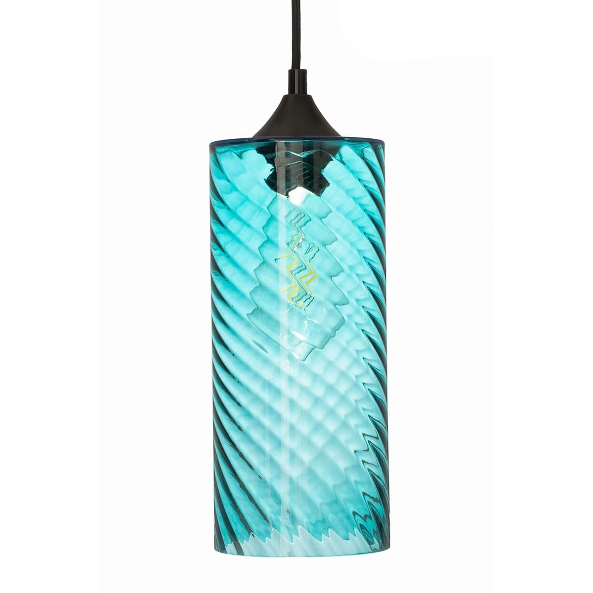 Lampa wisząca szklana tuba VELA niebieska