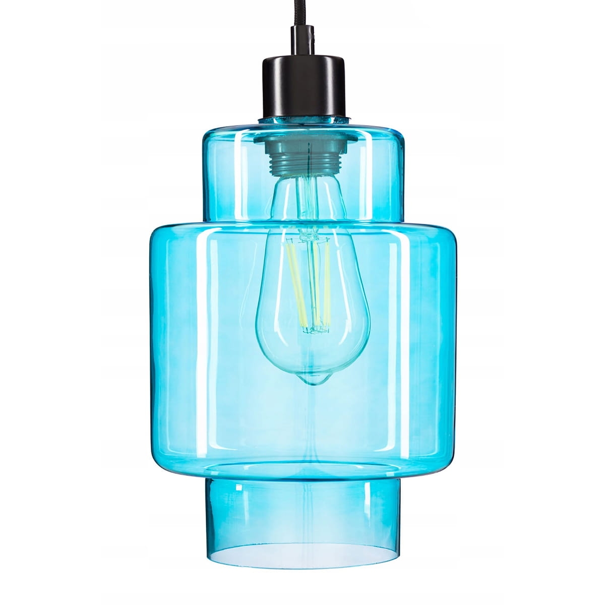 Nowoczesna lampa wisząca szklana niebieska