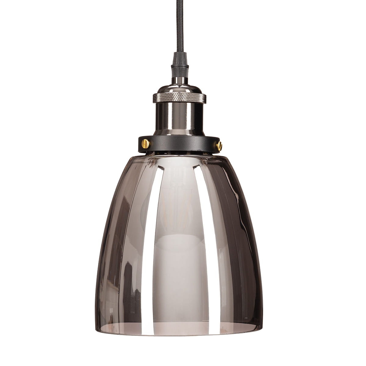 Lampa wisząca szklana kubełek grafitowa