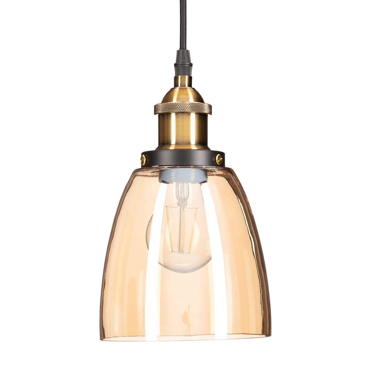 Lampa wisząca szklana kubełek bursztynowa