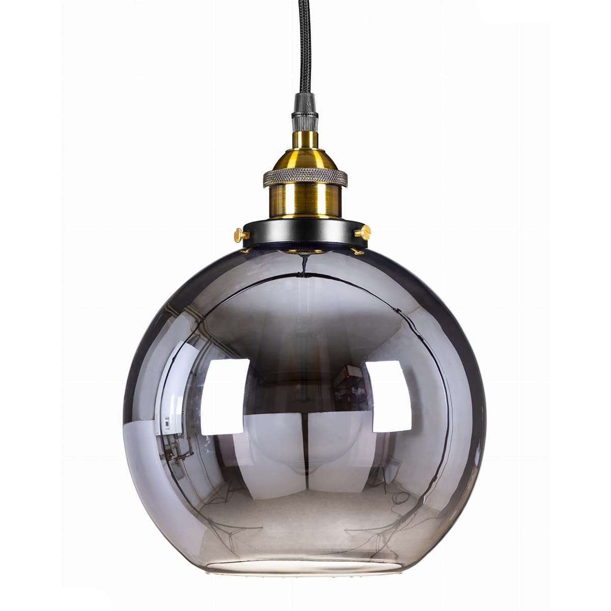 Lampa wisząca kula szklana 25cm grafitowa