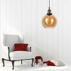 Lampa wisząca kula szklana 25cm bursztynowa