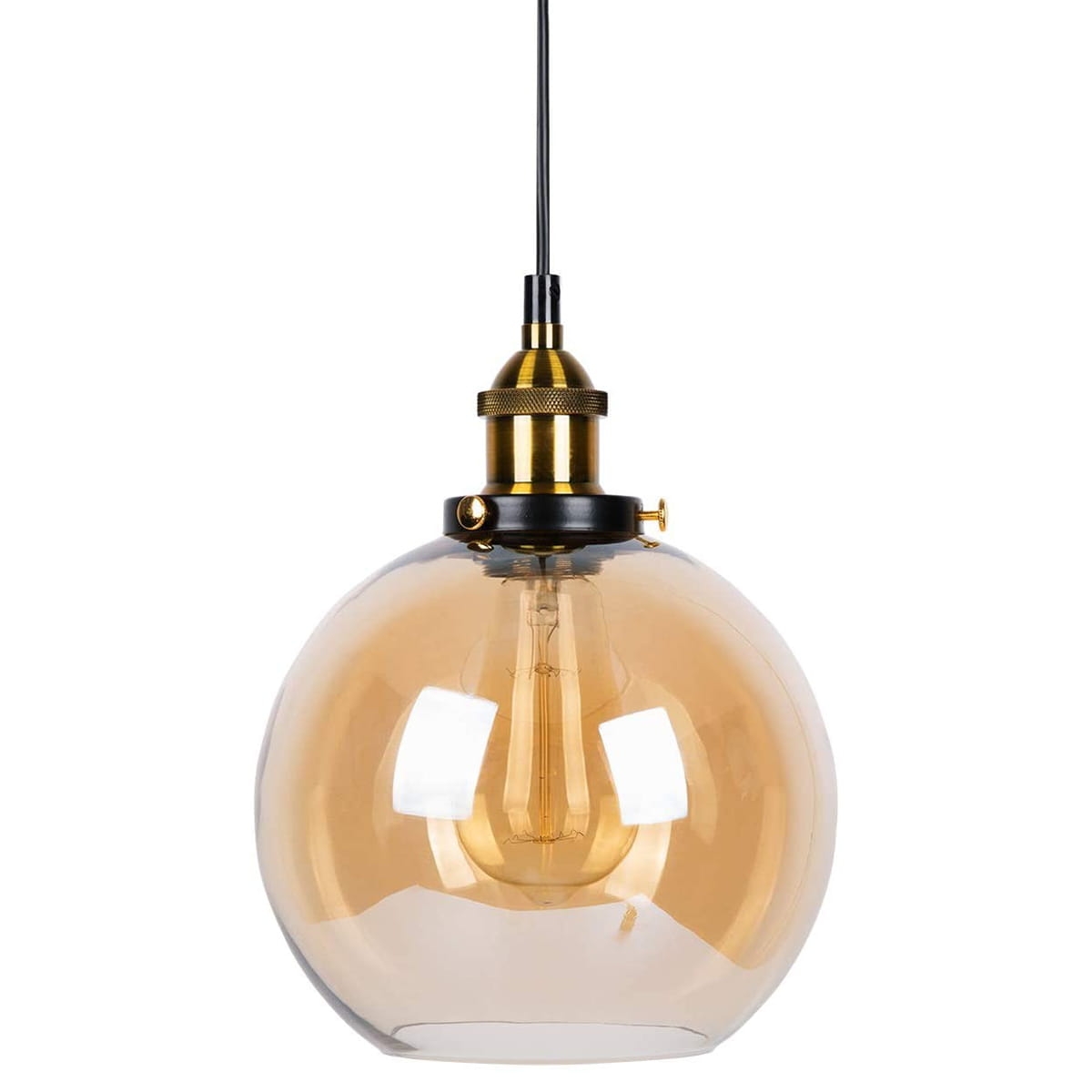 Lampa wisząca kula szklana 25cm bursztynowa