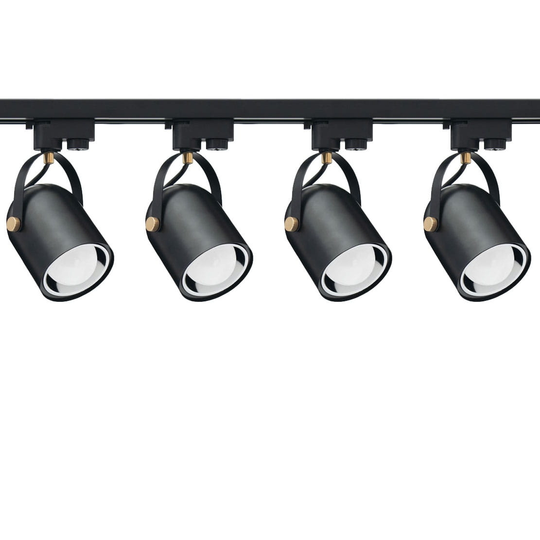 4x Reflektor szynowy na żarówkę E27 czarny + szyny + żarówki