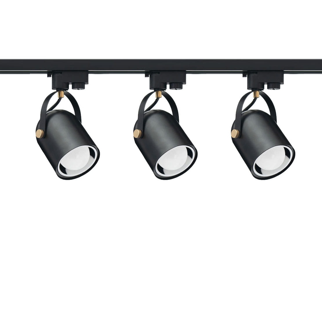 3x Reflektor szynowy na żarówkę E27 czarny + szyna 1,5m + żarówki