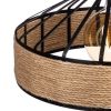 Żyrandol BOHO metalowy czarny z liną jutową duży 40cm
