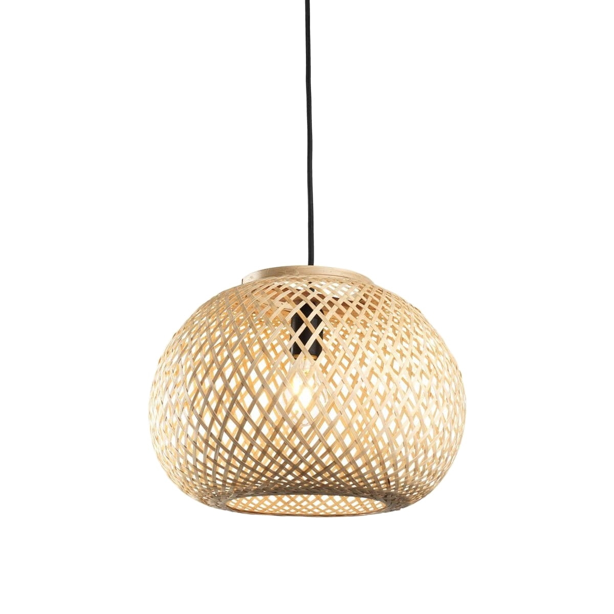 Lampa wisząca boho naturalna okrągła z bambusowej plecionki
