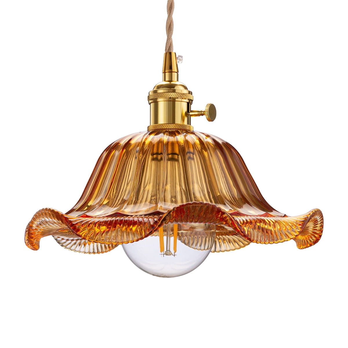 Lampa wisząca szklana FLOWER bursztynowa