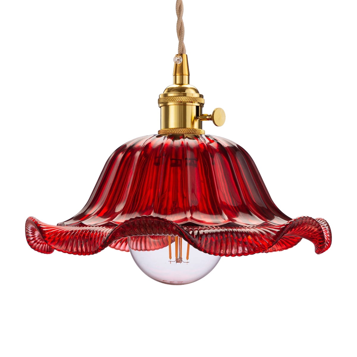 Lampa wisząca szklana FLOWER czerwona