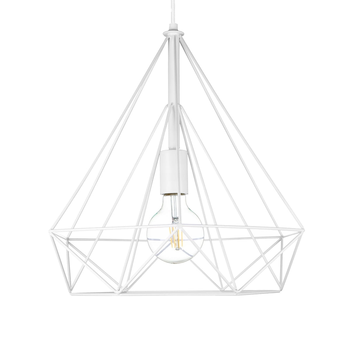 Lampa wisząca druciana LOFT GEO biała