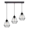 Lampa wisząca potrójna druciana czarna na listwie