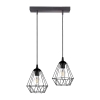 Lampa wisząca podwójna druciana czarna na listwie