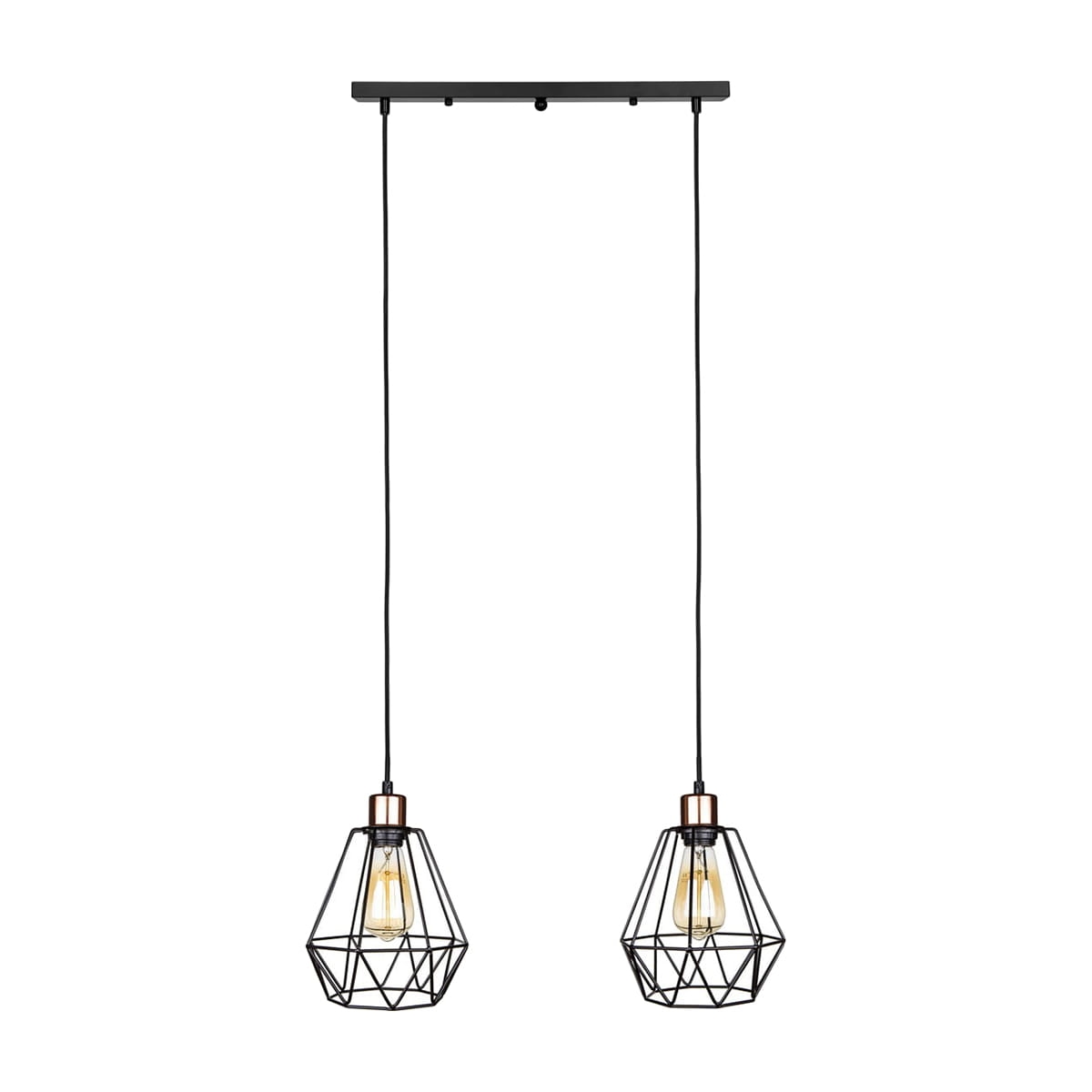 Lampa wisząca podwójna druciana rose gold na listwie