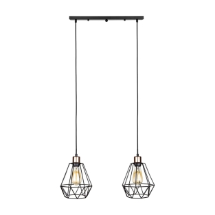 Lampa wisząca podwójna druciana rose gold na listwie