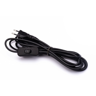 Kabel z wtyczką 5m i wyłącznikiem czarny PVC 2x075mm