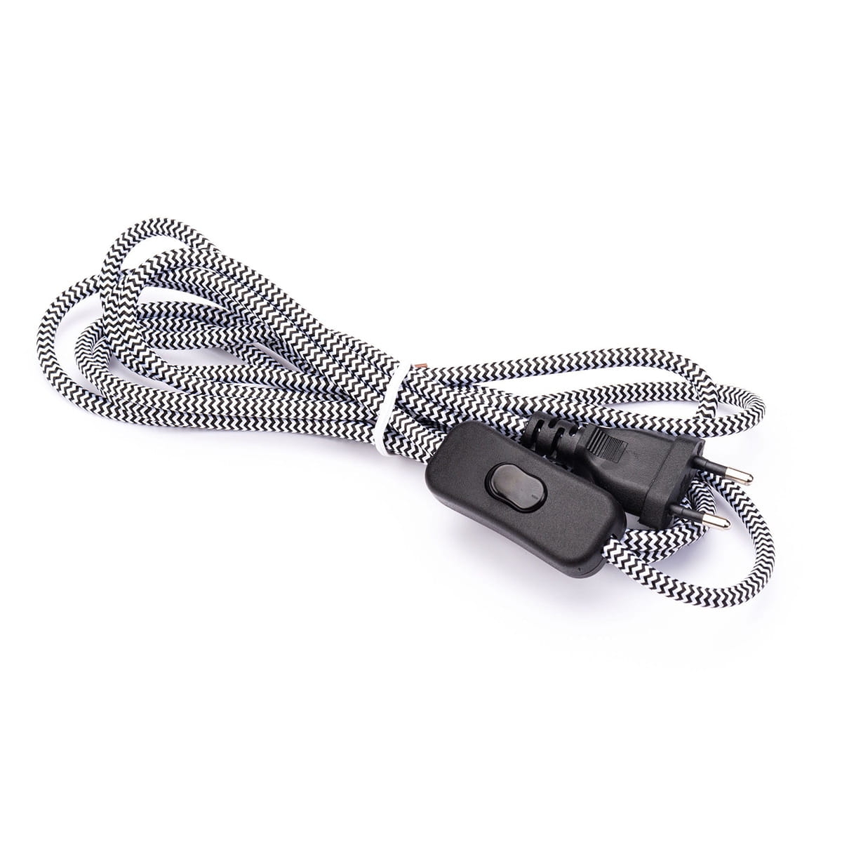 Kabel w oplocie z wtyczką zebra 2x0,75mm z przełącznikiem 4m