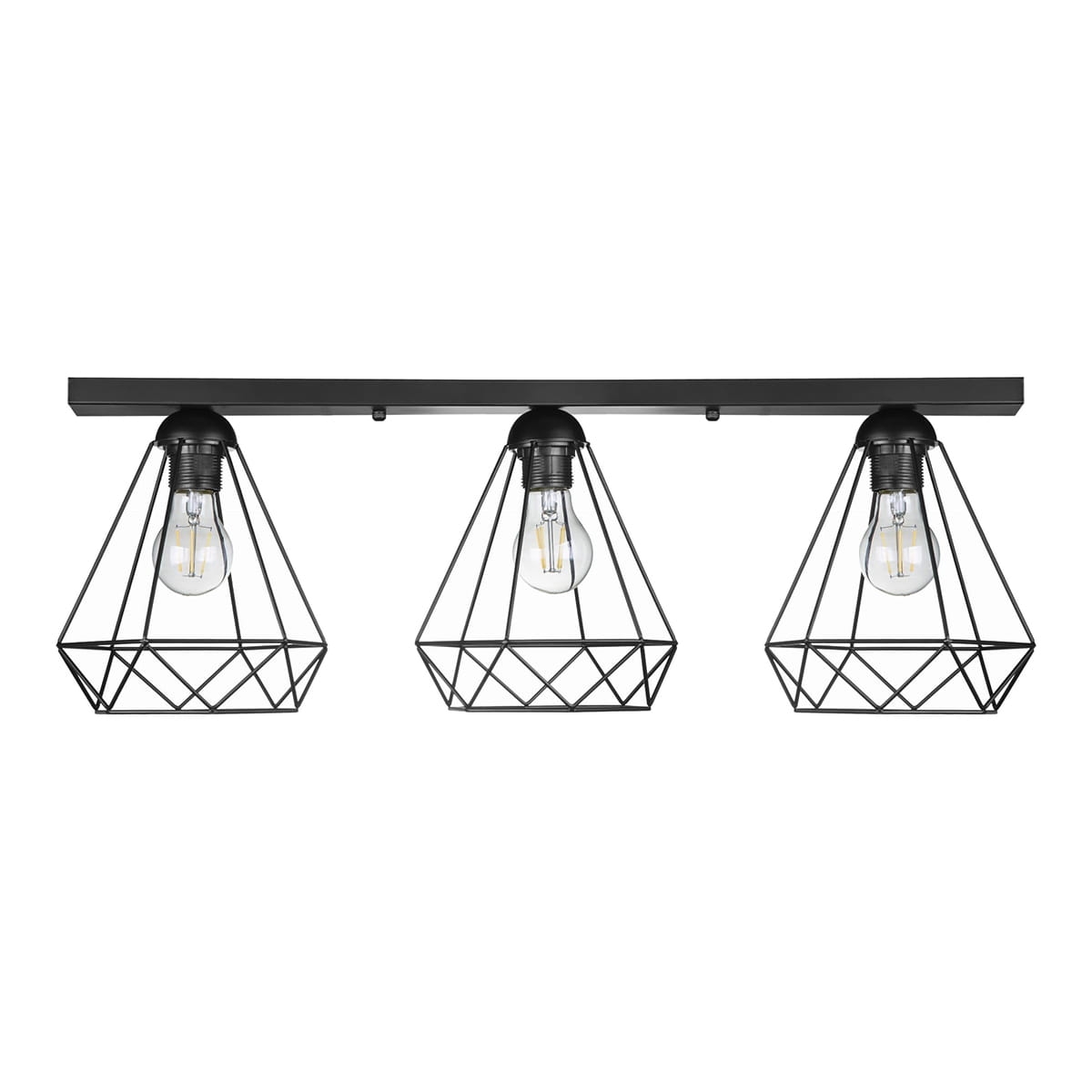 Lampa przysufitowa potrójna czarna druciana na listwie