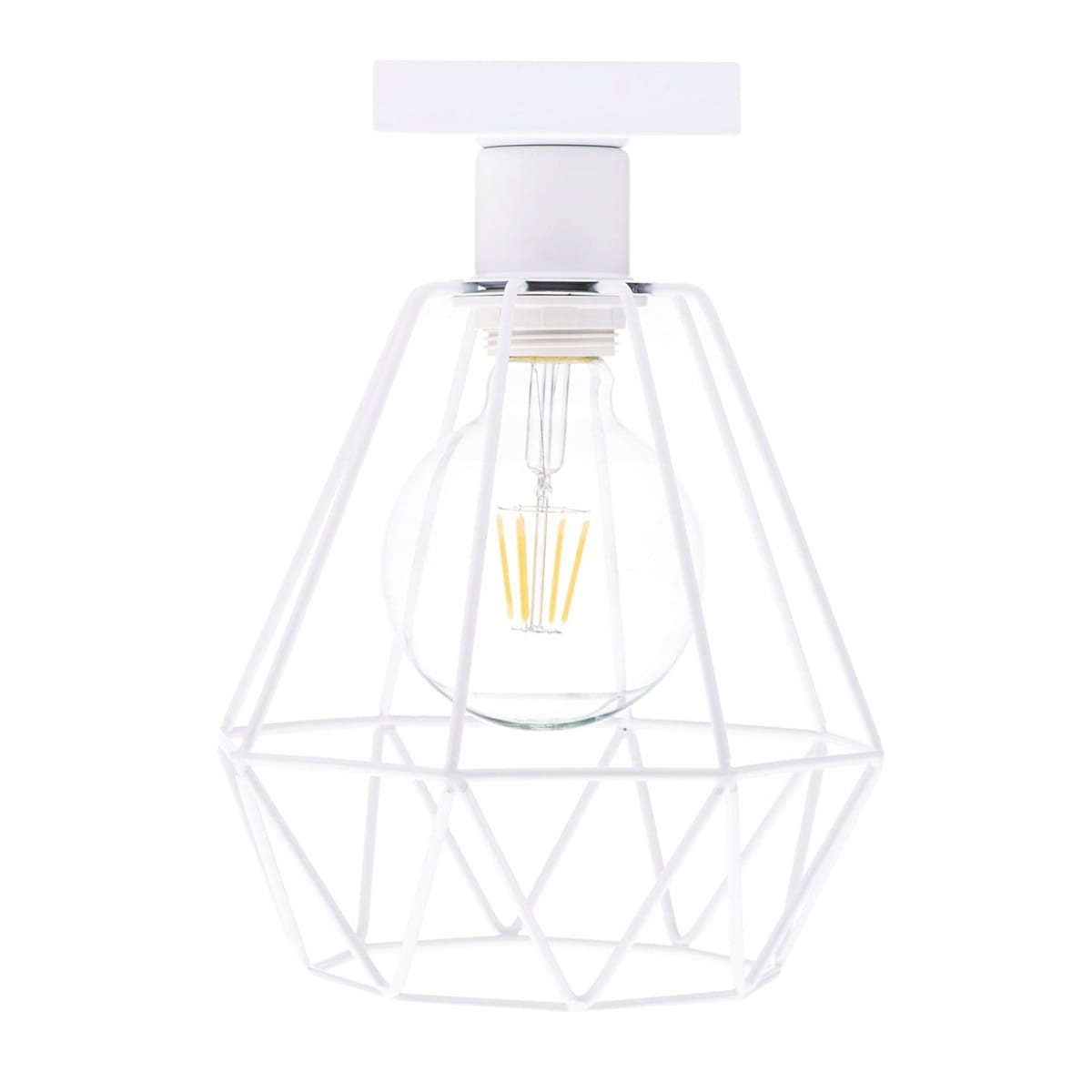 Lampa przysufitowa biała druciana diament