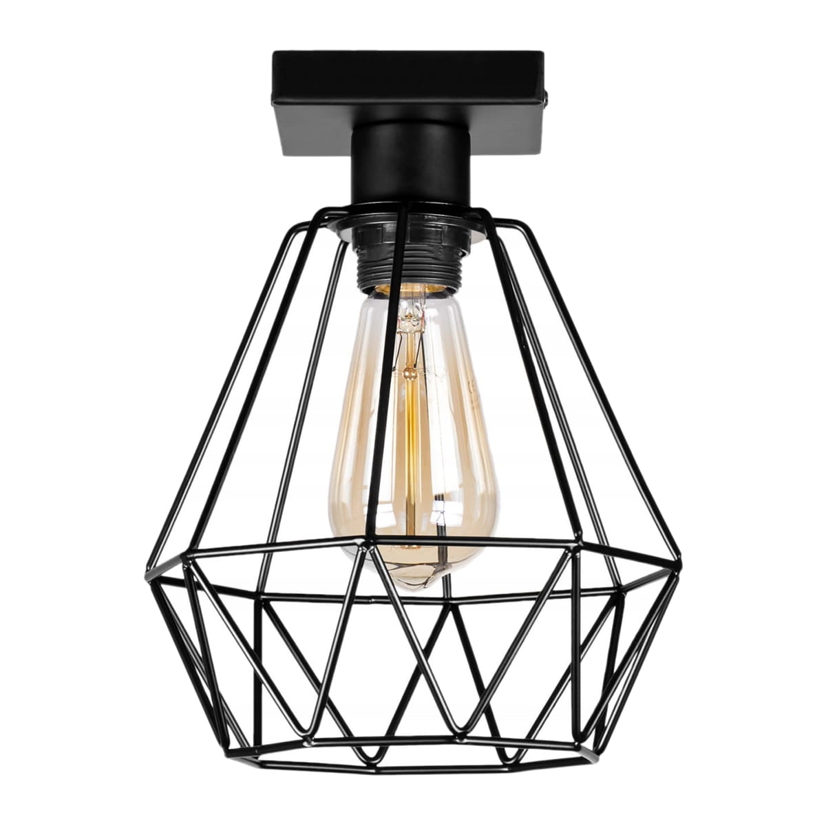 Lampa przysufitowa czarna druciana diament