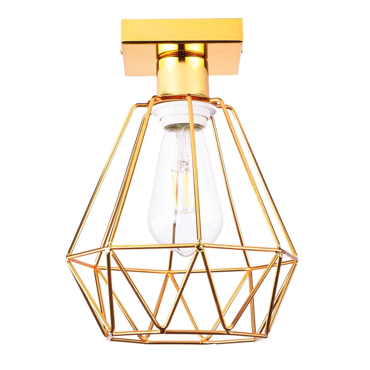 Lampa przysufitowa złota druciana diament