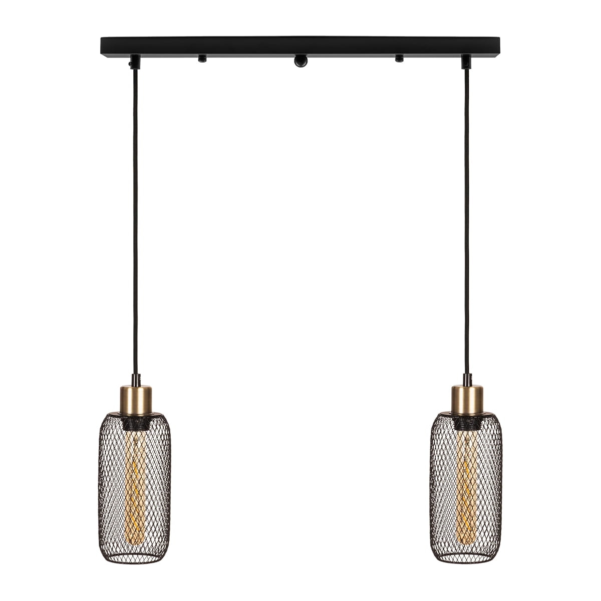 Lampa wisząca podwójna do jadalni nad stół ażurowa na listwie