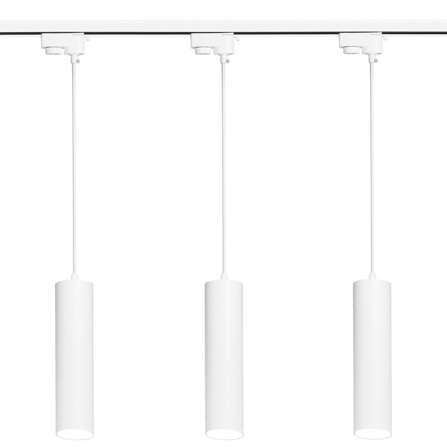 3x Lampa szynowa wisząca biała tuba GU10 30 cm 1-fazowa