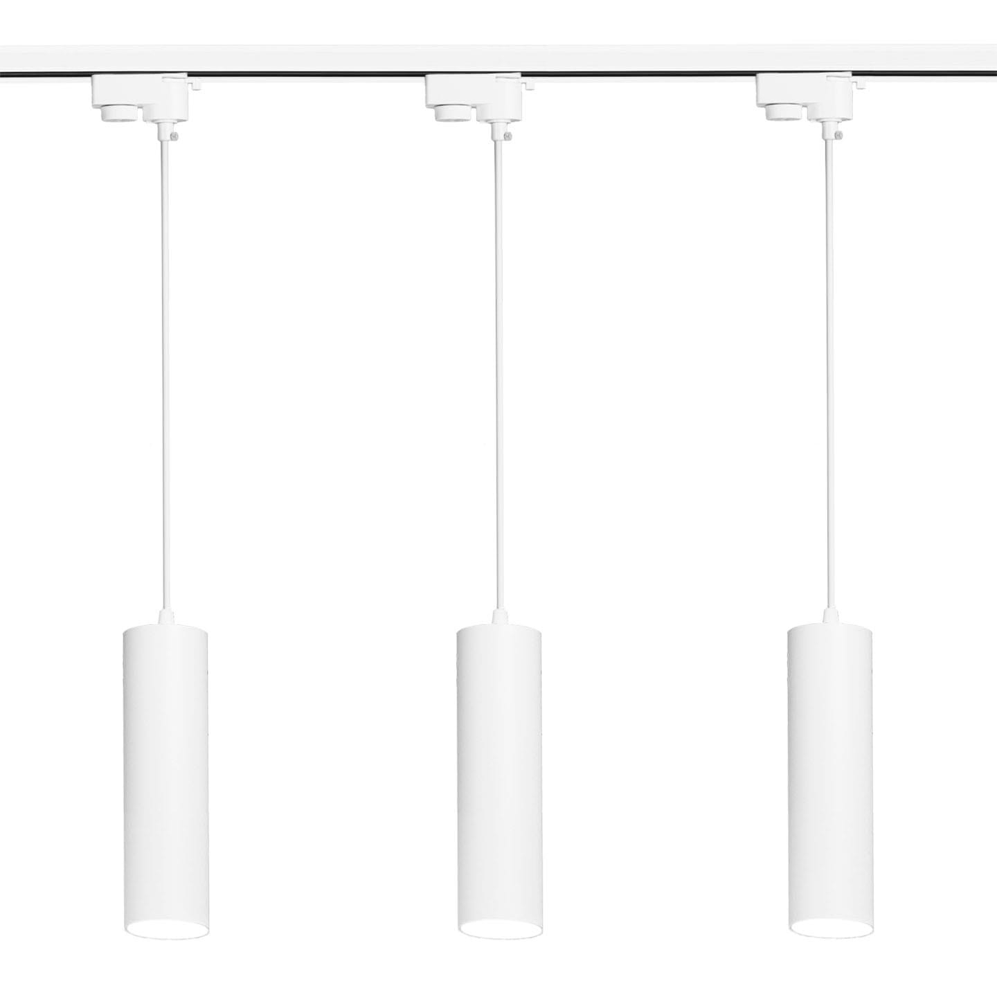 3x Lampa szynowa wisząca biała tuba GU10 24 cm 1-fazowa