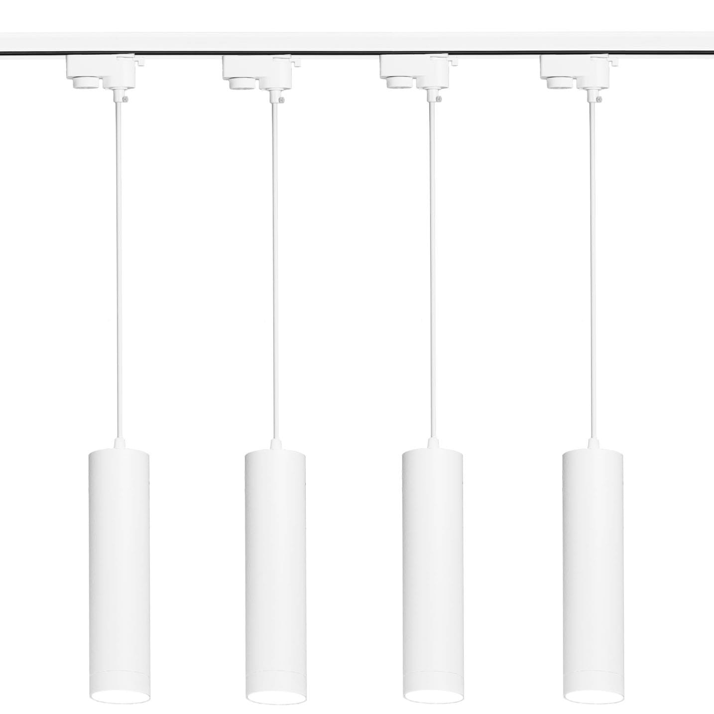 4x Lampa szynowa wisząca biała tuba GU10 24 cm 1-fazowa