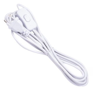 Przewód z wtyczką i przełącznikiem biały PVC 2x0,75mm 4m