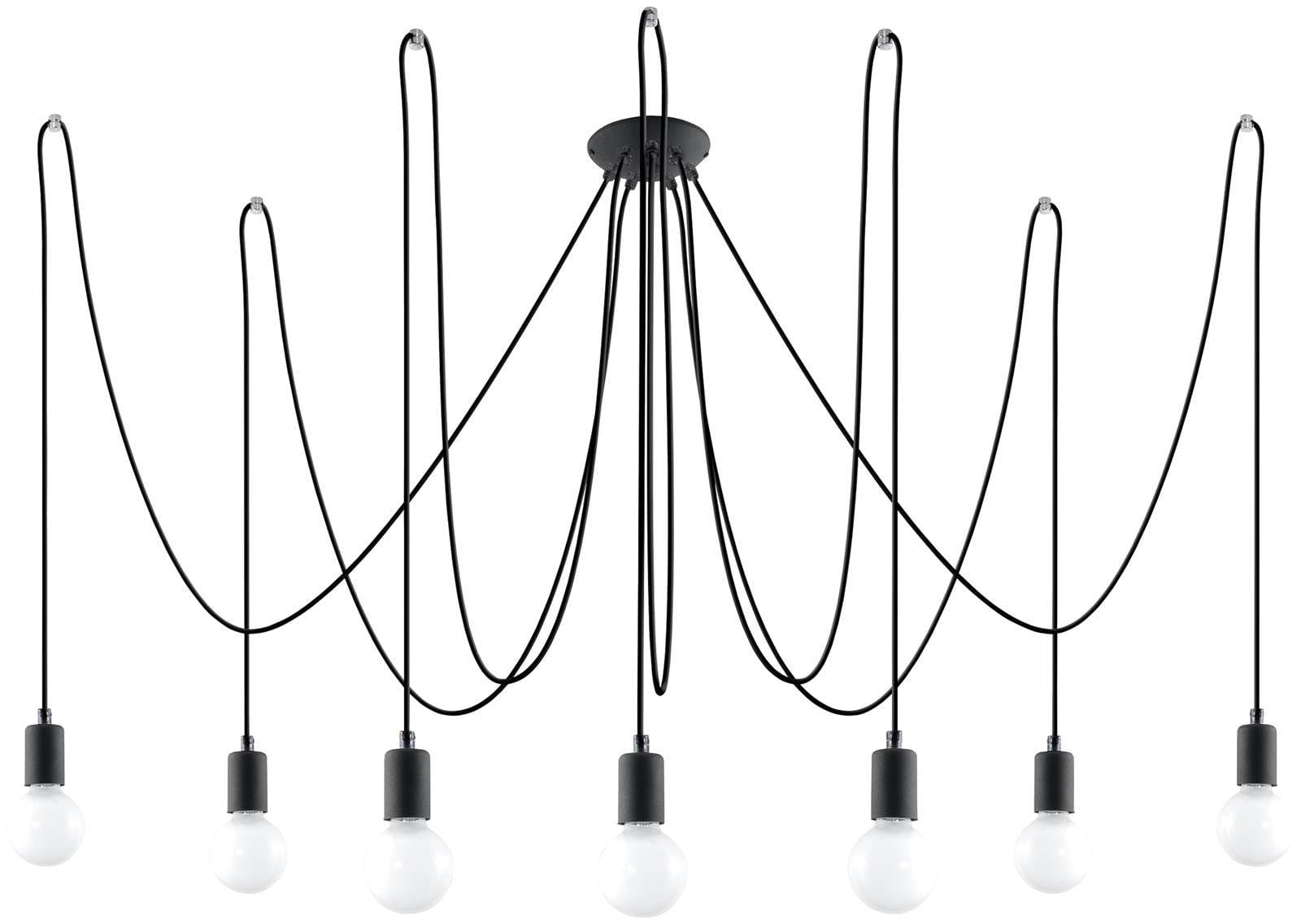 Żyrandol pająk czarny EDISON 7 ramion 7xE27