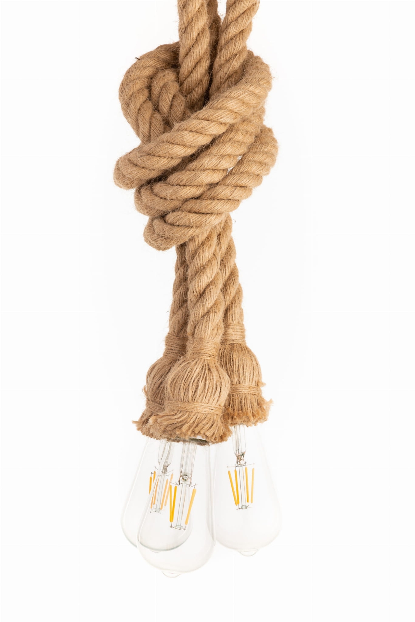 Lampa lina konopna 3 x sznur jutowy 100 cm E27 biała