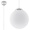 Lampa wisząca kula biała mleczne szkło UGO chrom E27