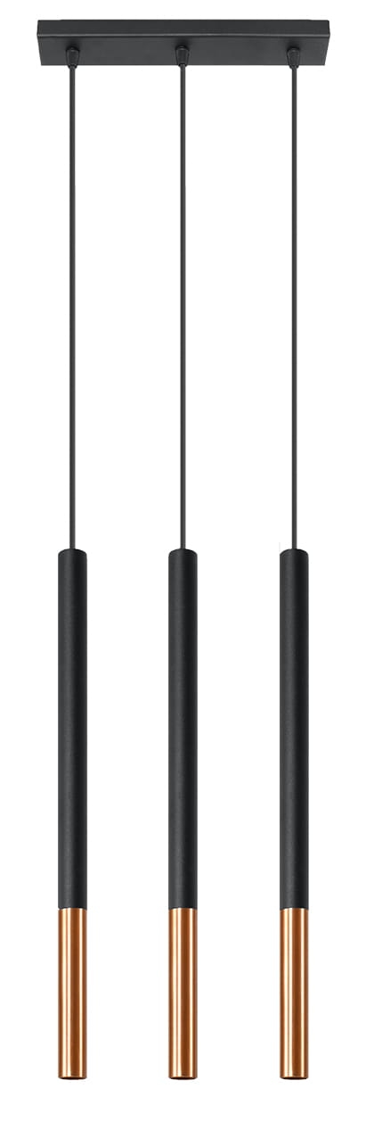 Lampa wisząca sople MOZAICA czarno miedziana potrójna G9 LED