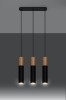 Lampa wisząca tuba potrójna PABLO czarno drewniana