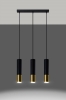 Lampa tuba wisząca potrójna LOOPEZ czarno złota