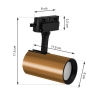 Lampa do szyny oświetleniowej złota LUTER TRA GU10 1-fazowa wymiary