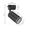Reflektor na szynoprzewód czarny ZULA TRA GU10 1-fazowy wymiary