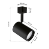 Reflektor na szynoprzewód czarny HAGA na GU10 1-fazowy wymiary
