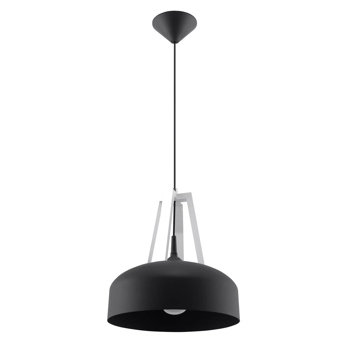 Lampa wisząca skandynawska czarna CASCO białe drewno