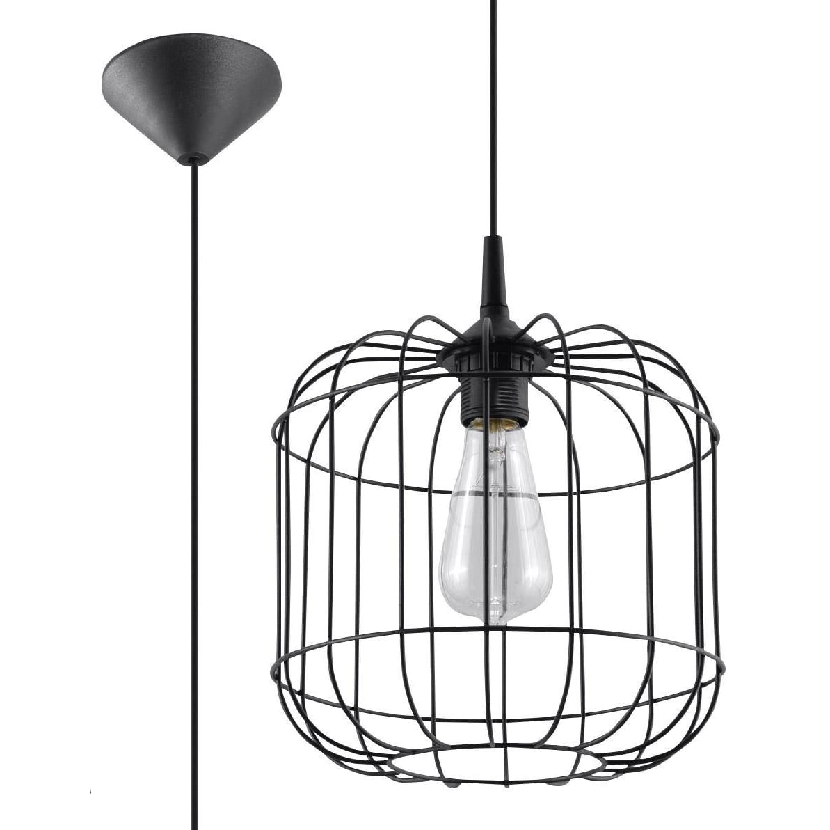 Lampa wisząca druciana czarna CELTA E27