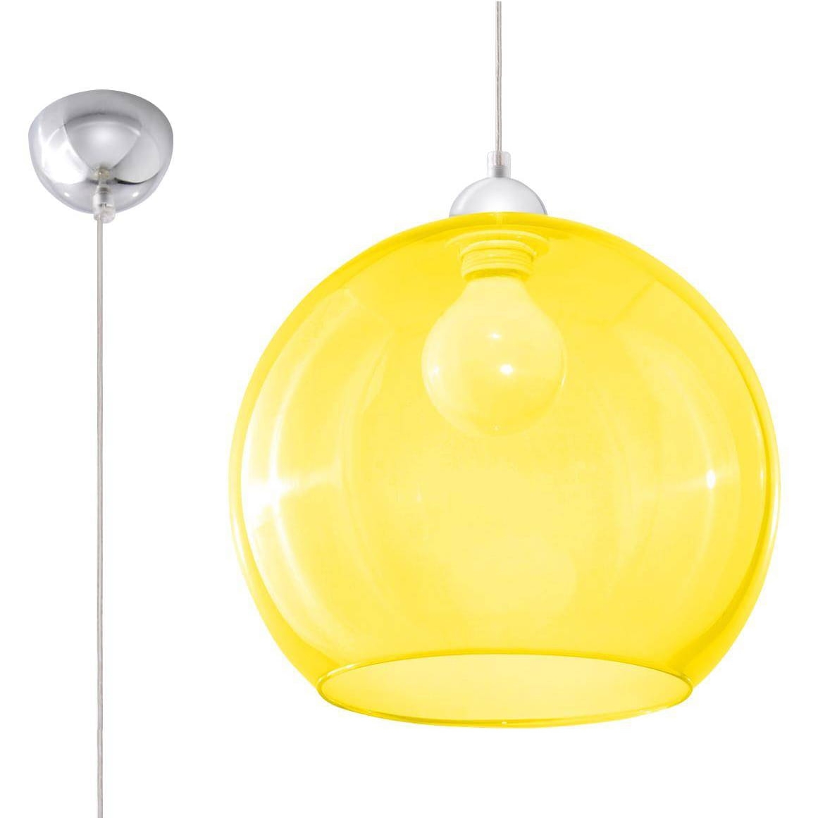 Lampa żółta wisząca kula szklana BALL E27