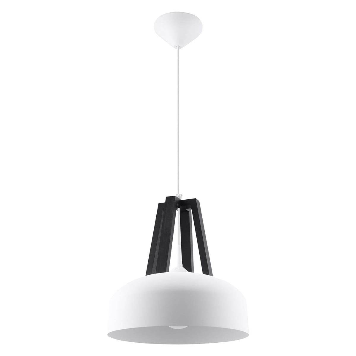 Lampa wisząca skandynawska biała CASCO czarne drewno