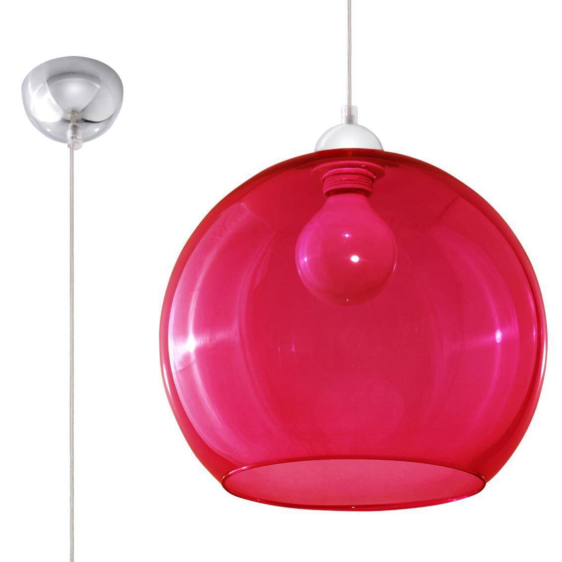 Lampa wisząca kula szklana BALL czerwona E27