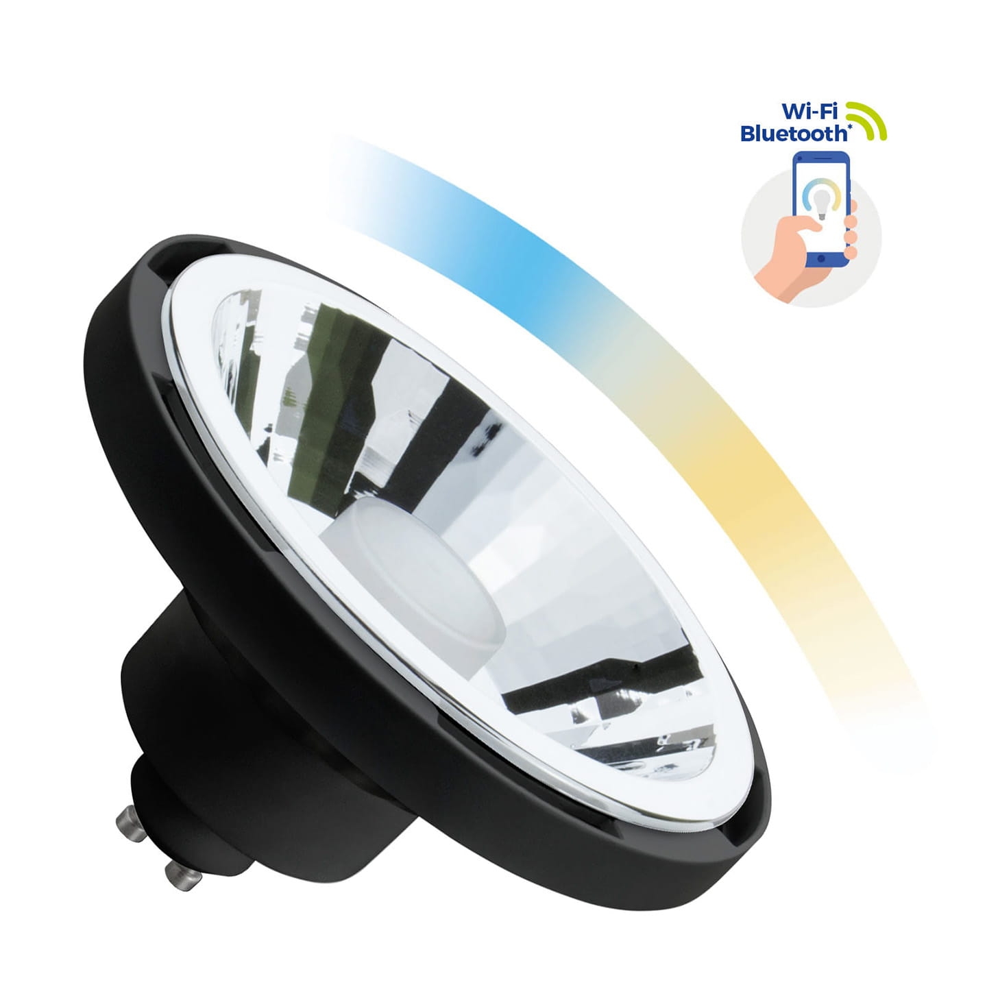 żarówka smart AR111 czarna 10W WIFI bluetooth spectrum led gu10 ściemnialna dimmable
