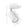Reflektor szynowy na żarówkę GU10 biały 1-fazowy wymiary