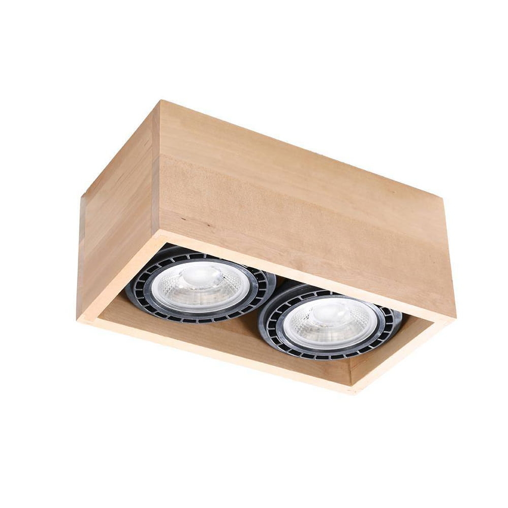 Oprawa natynkowa podwójna QUATRO 2xGU10 AR111 naturalne drewno