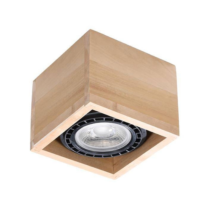 Oprawa natynkowa kwadratowa QUATRO GU10 AR111 naturalne drewno